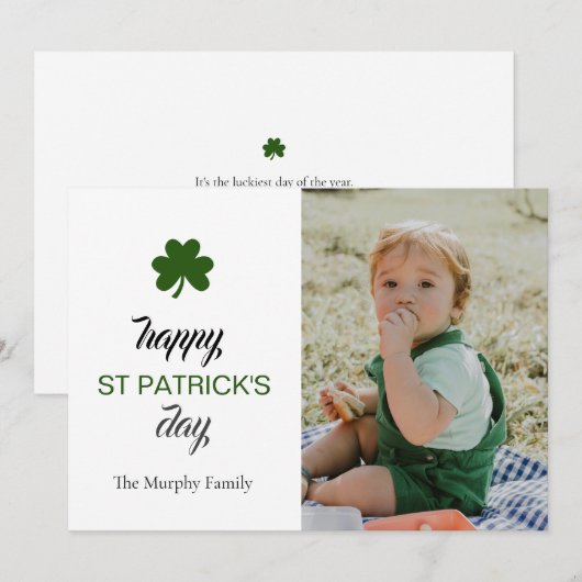 Minimalistische geluksshamrock St. Patrick's Day F Feestdagenkaart (Voorkant / Achterkant)