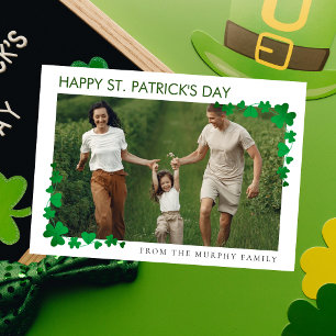 Minimalistische geluksshamrock St. Patrick's Day O Feestdagenkaart