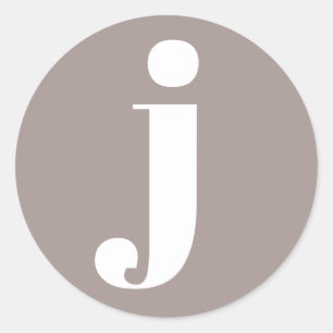 Minimalistische gemerkte initiaal in taupe bruin ronde sticker