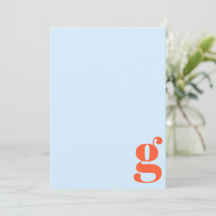 Minimalistische gemerkte initiaal retro blauw oran notitiekaartje