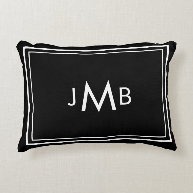 Minimalistische gemonogrammeerde initialen wit op  accent kussen (Voorkant)