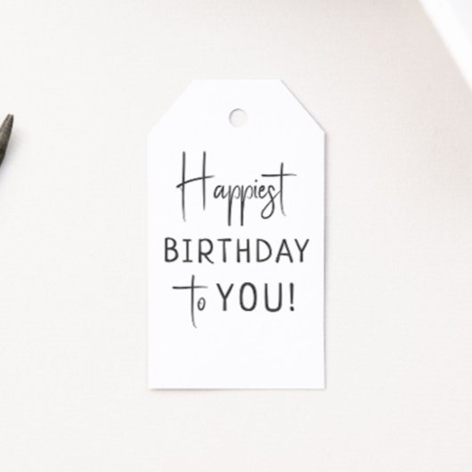 Minimalistische genderneutraal gelukkigste verjaar cadeaulabel