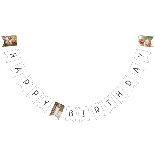 Minimalistische genderneutraal Happy Birthday Big  Vlaggetjes (Alle)