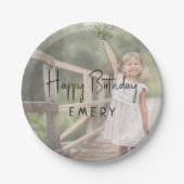 Minimalistische genderneutrale foto van gelukkige  papieren bordje (Voorkant)