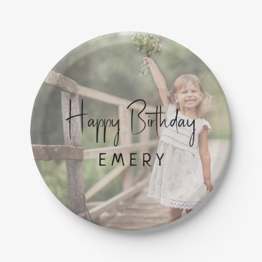 Minimalistische genderneutrale foto van gelukkige  papieren bordje (Voorkant)