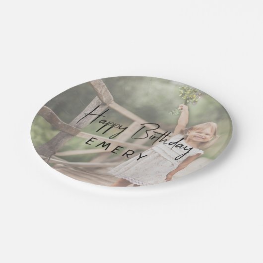 Minimalistische genderneutrale foto van gelukkige  papieren bordje (Gekanteld)