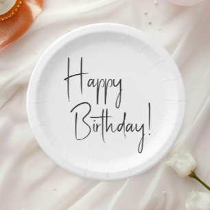 Minimalistische genderneutrale gelukkige verjaarda papieren bordje