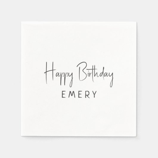 Minimalistische genderneutrale gelukkige verjaarda servet (Voorkant)