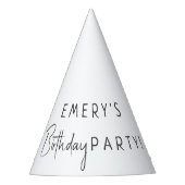 Minimalistische genderneutrale naam met verjaardag feesthoedjes (Voorkant)