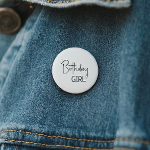 Minimalistische genderneutrale verjaardag meisje ronde button 5,7 cm
