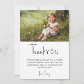 Minimalistische genderneutrale verticale fotoverja bedankkaart (Voorkant)