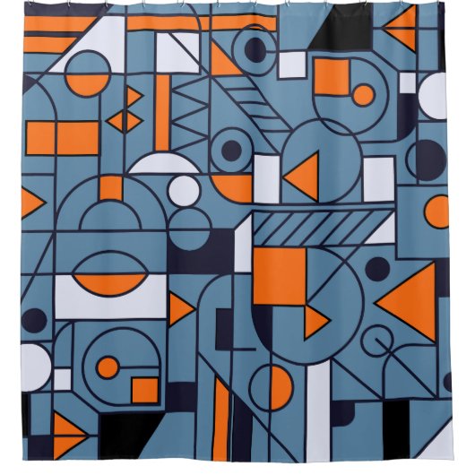 Minimalistische geometrie: Retro Abstract Poster Douchegordijn (Voorkant)