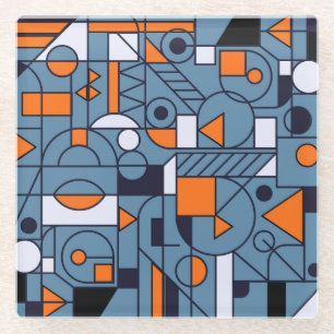 Minimalistische geometrie: Retro Abstract Poster Glazen Onderzetter