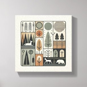 Minimalistische geometrische abstracte boomkunst canvas afdruk