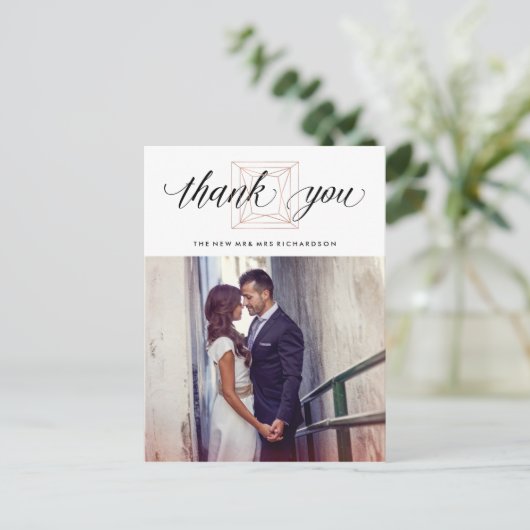 Minimalistische geometrische diamanten bruiloft be briefkaart (Staand voorkant)