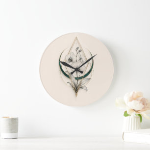 Minimalistische Geometrische Gouden Orchidee Luxe  Grote Klok