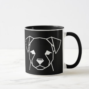 Minimalistische geometrische hond zwarte koffiemok mok
