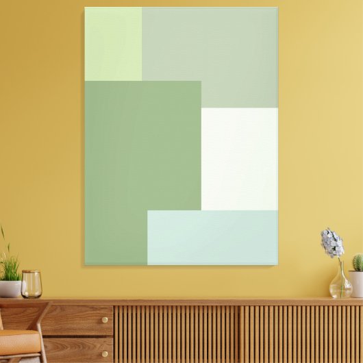 Minimalistische geometrische kleurblok Sage Green Canvas Afdruk (Insitu (Woonkamer))