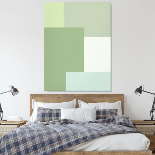 Minimalistische geometrische kleurblok Sage Green Canvas Afdruk (Insitu (Slaapkamer))