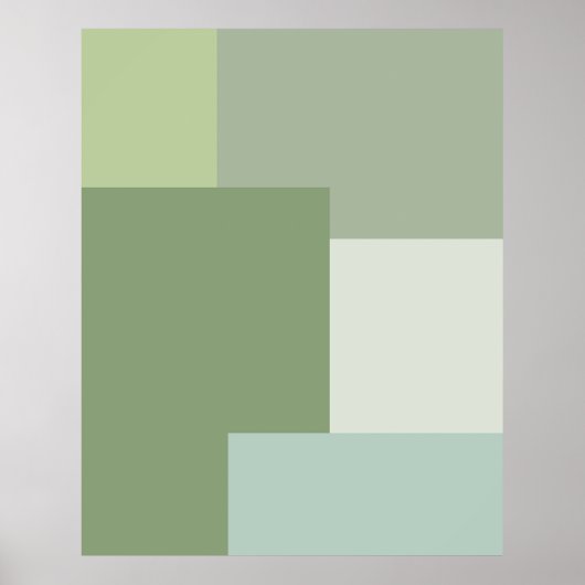 Minimalistische geometrische kleurblok Sage Green Poster (Voorkant)