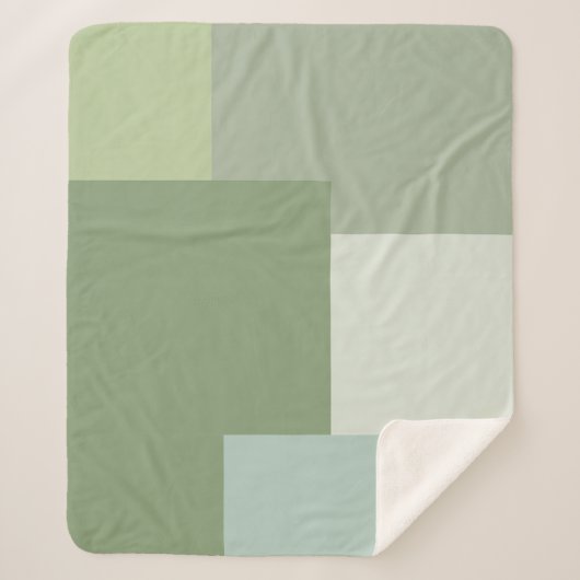 Minimalistische geometrische kleurblok Sage Green Sherpa Deken (Voorkant)