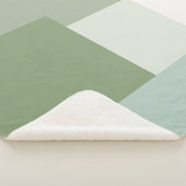 Minimalistische geometrische kleurblok Sage Green Sherpa Deken (3/4)