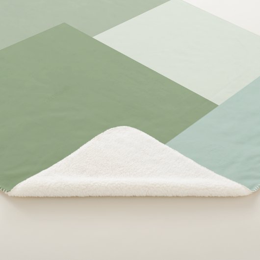 Minimalistische geometrische kleurblok Sage Green Sherpa Deken (3/4)