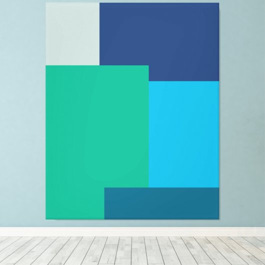 Minimalistische geometrische kleurenblok Blauw Gro Canvas Afdruk (Insitu (Houten vloer))