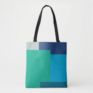 Minimalistische geometrische kleurenblok Blauw Gro Tote Bag