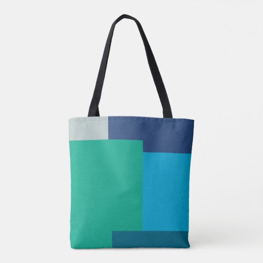 Minimalistische geometrische kleurenblok Blauw Gro Tote Bag (Achterkant)