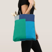 Minimalistische geometrische kleurenblok Blauw Gro Tote Bag (Dichtbij)
