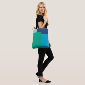 Minimalistische geometrische kleurenblok Blauw Gro Tote Bag (Op model)