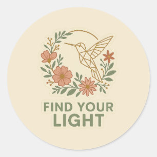 Minimalistische geometrische kolibrie bloemenstick ronde sticker