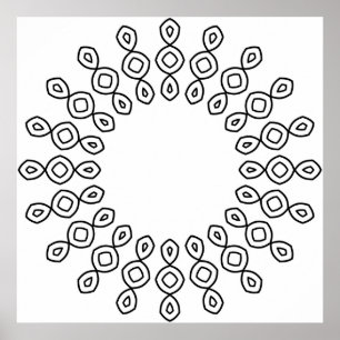 Minimalistische Geometrische Mandala Kleurplaat Ku Poster