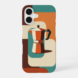 Minimalistische Geometrische Moka Maker iPhone 16 Hoesje