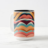 Minimalistische geometrische patronen - tweetonige tweekleurige koffiemok (Voorkant links)