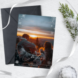 Minimalistische Geometrische Sneeuwvlokken Op Maat Feestdagenkaart