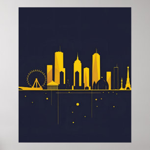 Minimalistische geometrische stadshemel Silhouet  Poster