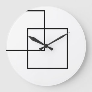 Minimalistische geometrische vierkanten rond grote klok