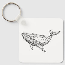 Minimalistische Geometrische Wal Sleutelhanger