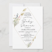 Minimalistische Geometrische Wilde Bloem Baby Show Kaart (Voorkant)