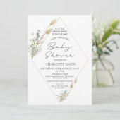 Minimalistische Geometrische Wilde Bloem Baby Show Kaart (Staand voorkant)