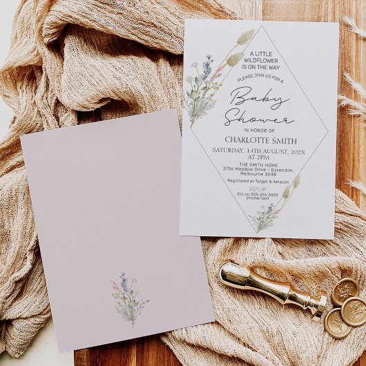 Minimalistische Geometrische Wilde Bloem Baby Show Kaart