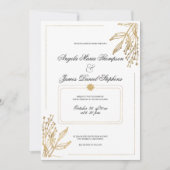 Minimalistische geometrische witgouden bloemenbrui kaart (Voorkant)