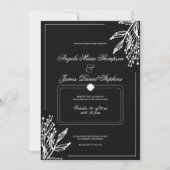 Minimalistische geometrische zwart witte bloemenbr kaart (Voorkant)