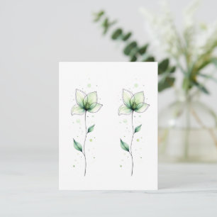 Minimalistische Geparde Groene Aquarel Bloemen Bla Kaart
