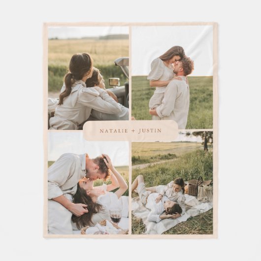 Minimalistische gepersonaliseerde 4 paar foto's Co Fleece Deken (Voorkant)