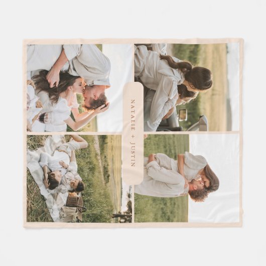 Minimalistische gepersonaliseerde 4 paar foto's Co Fleece Deken (Voorkant (Horizontaal))