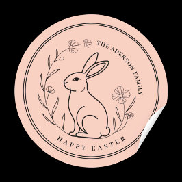 Minimalistische gepersonaliseerde familienaam Paas Ronde Sticker