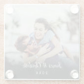 Minimalistische gepersonaliseerde foto script naam glazen onderzetter (Achterkant)